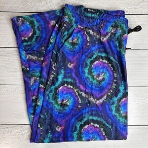 Jewel Swirl Tie-Dye Lounge Pants - Blue, Aqua and Purple